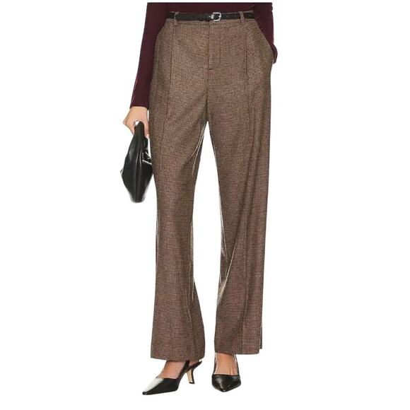 Vince Pants Houndstooth Pleat Front brown size 10 - Picture 1 of 8